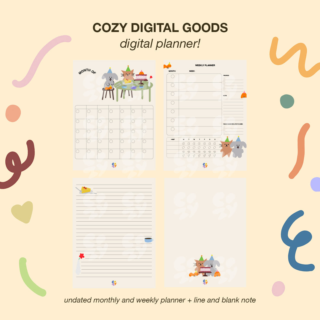 Goodnotes Undated Planner, Stickers, Wallpaper Pack 🎊🖋️