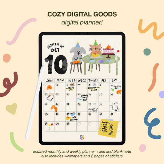 Goodnotes Undated Planner, Stickers, Wallpaper Pack 🎊🖋️
